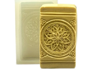 ROSETTE SILICONE MOLD soap plaster clay wax resin  5 oz mould flexible sturdy