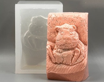 GUINEA PIG SILICONE mold cavy - soap making soap bar mold  plaster clay wax resin