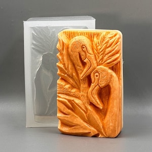 FLAMINGO SILICONE MOLD soap mould  plaster clay wax resin bird flamingos