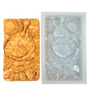 POPPY SILICONE MOLD chocolate bar mould, resin, plaster, gypsum pottery, sturdy flexible mold flower floral mould
