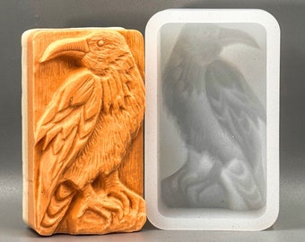 BIRD SOAP SILICONE mold  bar mould 5,5oz   resin plaster chocolate wax icing crow raven