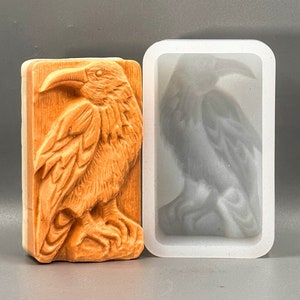 BIRD SOAP SILICONE mold  bar mould 5,5oz   resin plaster chocolate wax icing crow raven