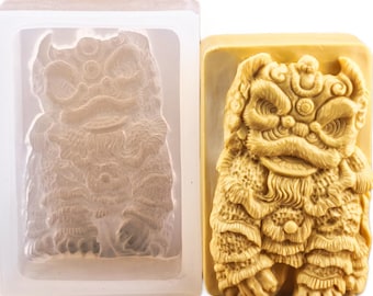 LION DANCER SILICONE mold for soap making and other crafts, Chinese dance