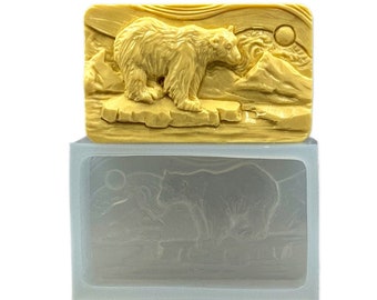 POLAR BEAR MOLD silicone soap mould  plaster clay wax resin bath bomb sturdy flexible