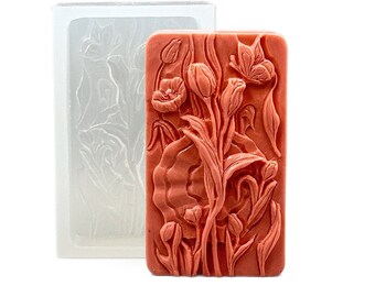 TULIP SILICONE MOLD soap bar mould 5,5oz resin plaster chocolate wax icing sturdy detailed  flower floral