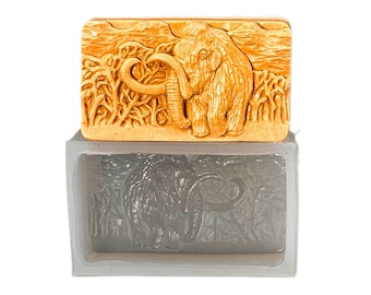 MAMMOTH SILIOCNE MOLD soap bar mould 5,5oz   resin plaster chocolate wax icing sturdy detailed elephant dino
