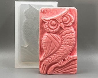 OWL SILICONE MOLD soap bar mould 5,5oz   resin plaster chocolate wax icing sturdy