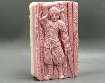 MANGA WARRIOR MOLD silicone soap bar mould 5,5oz resin plaster chocolate wax icing sturdy detailed  anime sword knight