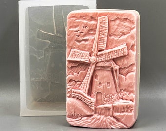 WINDMILL SILICONE MOLD soap candle  plaster clay wax resin  5oz vintage