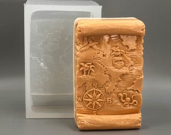 PIRATE MAP MOLD soap 5oz   resin plaster chocolate wax icing flexible treasure