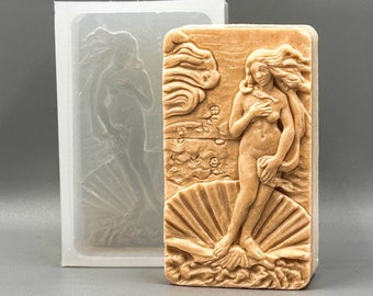 BIRTH OF VENUS silicone mold soap bar mould 5,5oz resin plaster chocolate wax icing sturdy detailed   Sandro Botticelli goddess