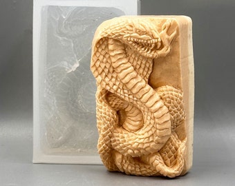 SNAKE SOAP SILICONE mold for soap making 5oz   resin plaster chocolate wax icing cobra kai