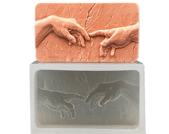 CREATION OF ADAM silicone mold soap bar mould 5,5oz resin plaster chocolate wax icing sturdy detailed   Michelangelo fingers