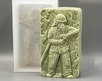 FIREFIGHTER SILICONE M0LD soap plaster clay wax resin chocolate candle fireman