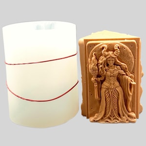 WITCH CANDLE MOLD silicone, sturdy and flexible with few designs, Wicca goddess, witchy mold