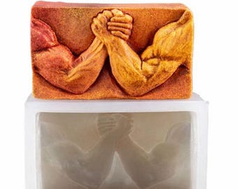 ARM WRESTING SILICONE mold for soap making, resin casting, wax, gypsum, pottery and other crafts