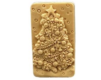 CHRISTMAS TREE MOLD siliocone flexible for soap making, clay, wax, plaster, 5 oz,  winter Christmas