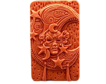 LADY MOON SILICONE mold soap flexible sturdy celestial mould 5oz sky stars