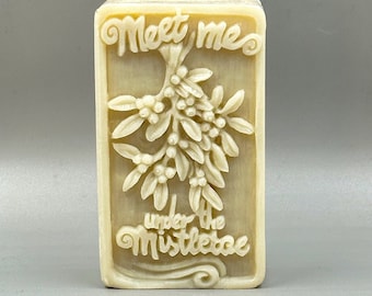 MISTLETOE SILICONE MOLD for soap making and other crafts, flexible sturdy Meet Me Under The Mistletoe