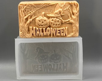 HALLOWEEN SILICONE MOLD soap mould  plaster clay wax resin pumpkin candle design