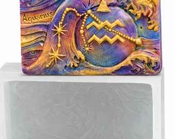 AQUARIUS SILICONE MOLD for soap making and other crafts Zodiac horoscope
