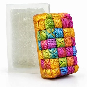 Molde de silicona para colcha: diseño de patchwork para jabón, resina y velas.