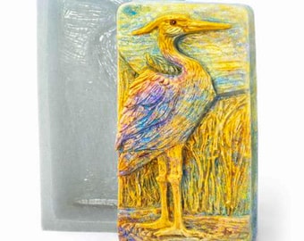 HERON SOAP SILICONE mold  bar mould 5,5oz   resin plaster chocolate wax icing bird