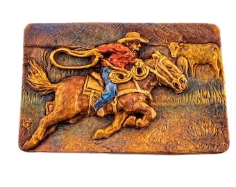 Western Cowboy Horse Soap Mold – Rustic Ranch 3D Silicone Mold for Handmade Soap, resin, plaster, clay, gypsum, pottery.