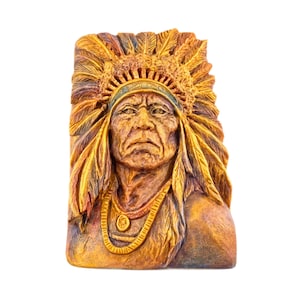 Native American Chief Soap Mold – 3D Bas Relief Silicone Mold for Handmade Artisan Soap, resin, plaster, clay, gypsum, pottery.