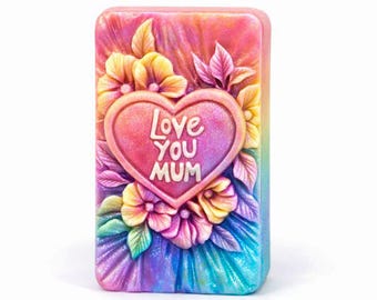 Love You Mum Silicone Mold: Heart & Floral Soap, Resin, Clay