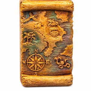 PIRATE MAP MOLD soap 5oz   resin plaster chocolate wax icing flexible treasure