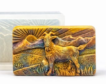 GOAT SILICONE MOLD for  soap making resin plaster chocolate wax candle sturdy flexible