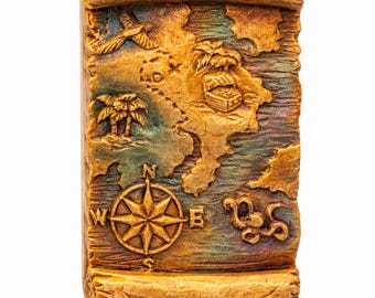PIRATE MAP MOLD soap 5oz   resin plaster chocolate wax icing flexible treasure