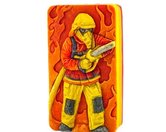 FIREFIGHTER SILICONE M0LD soap plaster clay wax resin chocolate candle fireman