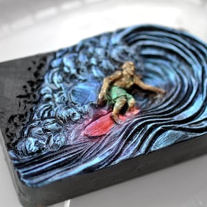 MOLDE DE SILICONA PARA SURFISTA, molde para jabón, yeso, arcilla, cera, resina, bomba de baño, resistente, flexible, punto de quiebre para surfear