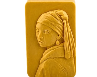 Girl with a Pearl Earring Inspired Soap Mold – Vermeer Art Style Bas Relief 3D Silicone Mold for ,resin, plaster, clay, gypsum, pottery.