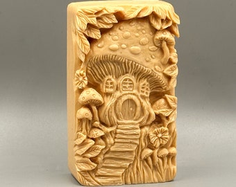 MUSHROOM HOUSE SILICONE mold for soap making, resin casting, wax candle, chocolate bar, plaster Flexible Sturdy Detailed