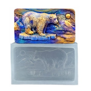 Molde de silicone para sabão, molde de silicone para URSO POLAR, gesso, argila, cera, resina, bomba de banho, resistente e flexível
