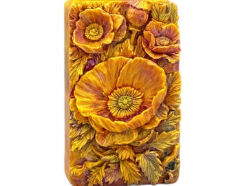 POPPY SILICONE MOLD for soap making and other crafts, flexible sturdy  flower floral