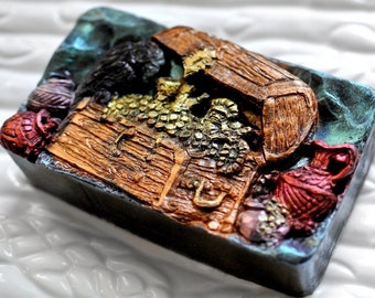 TREASURE CHEST MOLD silicone soap bar mould 5,5oz   resin plaster chocolate wax icing sturdy detailed