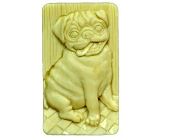 PUG SILICONE MOLD soap bar mould 5,5oz   resin plaster chocolate wax icing sturdy detailed  dog animal