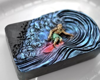 SURFER SILICONE MOLD soap mould  plaster clay wax resin bath bomb sturdy flexible point break surfing