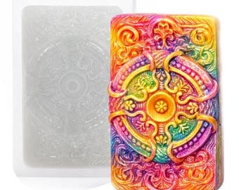 ROSETTE SILICONE MOLD soap plaster clay wax resin  5 oz mould flexible sturdy floral