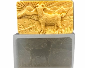 GOAT SILICONE MOLD for  soap making resin plaster chocolate wax candle sturdy flexible