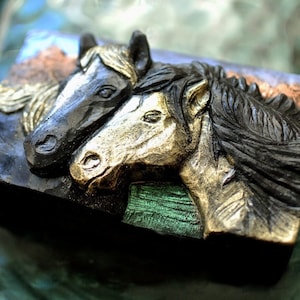 HORSE SILICONE MOLD - soap making, horses soap bar mold pony  plaster clay wax resin 5oz