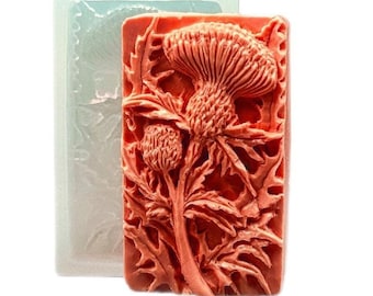THISTLE SILICONE MOLD for soap making and other crafts, flexible sturdy Scotland Celtic Scottish flower