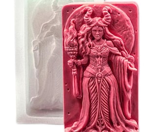 MOON WITCH SILICONE mold soap bar mould 5,5oz   resin plaster chocolate wax icing sturdy Hekate goddess