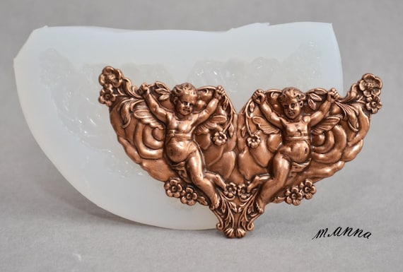 CHERUB SILICONE MOLD angel ornament food use, polymer clay, resin, chocolate, icing, plaster mould
