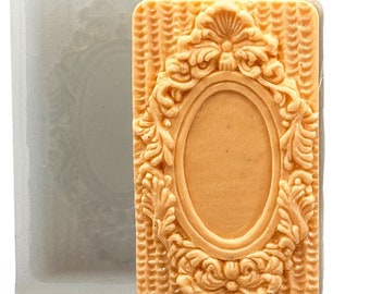 MIRROR SILIOCNE MOLD soap bar mould 5,5oz   resin plaster chocolate wax icing sturdy detailed frame cameo