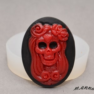 LADY DEATH SILICONE mold  Cameo Flexible  Mould For Resin Polymer Clay Chocolate Food grade silicone icing wax plaster goth halloween cameo